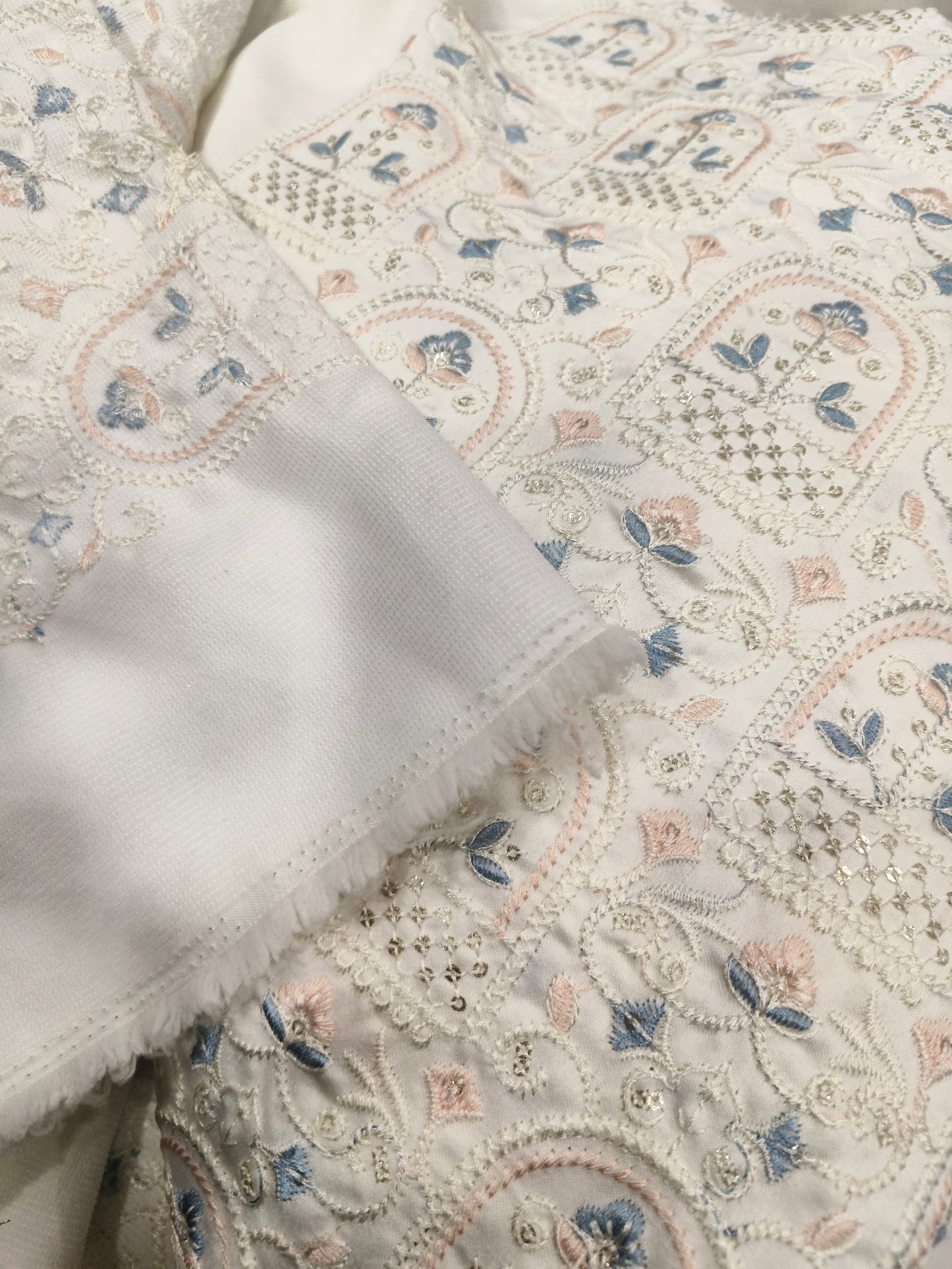 Soft Malai Silk Fabric with Subtle Embroidery – Ideal for Tailored Men's Ethnic Wear