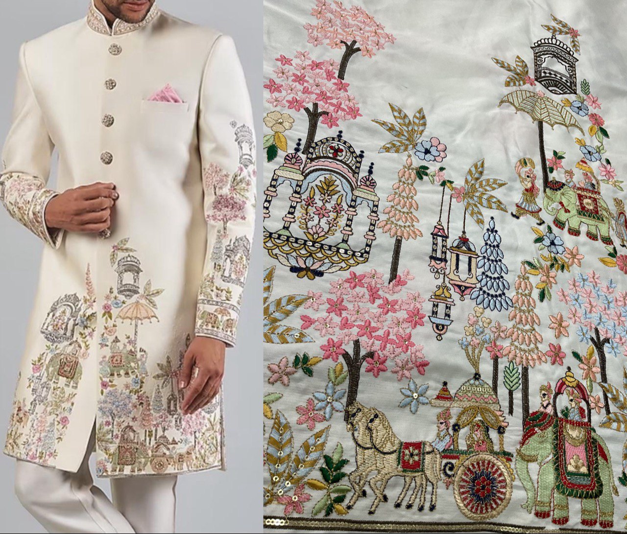 Unstitched Kurta Material in Malai Silk – Minimal and Royal Fabric for Men’s Wear