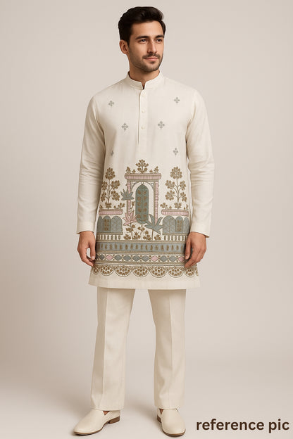 Men’s Ethnic Wear Set with Subtle Embroidery – Perfect for Functions, Ceremonies, and Occasions